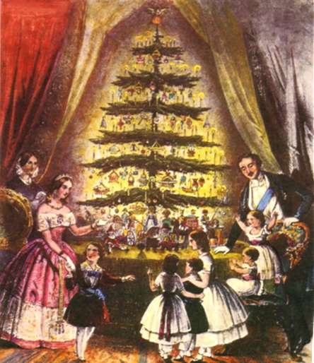 Queen Victoria and her family, pictured around one of the first Christmas trees.